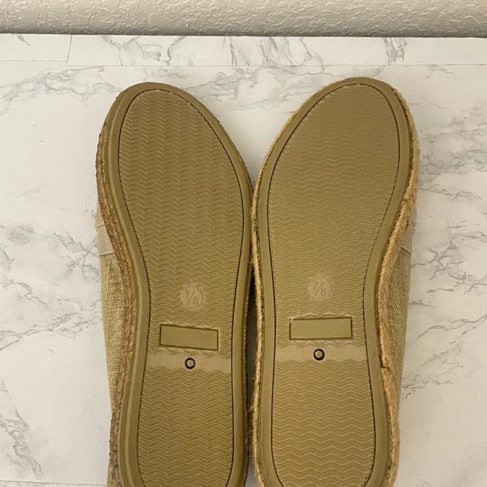 West Loop Women Slip On Canvas Flats Size 7/8 cream Slip On Brown Shoes C​​​​​​ - Picture 5 of 7